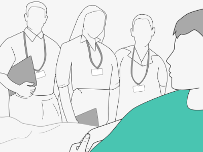 A surgeon perfroming postoperative procedures