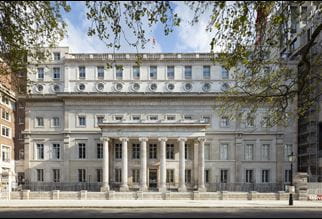 The newly refurbished front of the Royal College of Surgeons of England headquarters in London. 