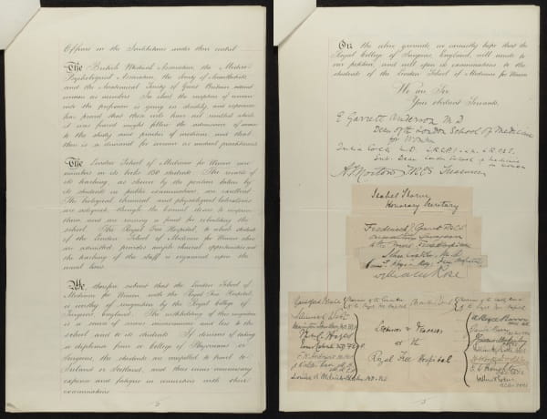 Second and third pages of a script petition, including signatures