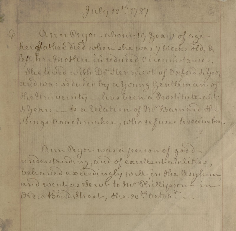 A hand-written extract from a log book, dated "July 12th 1787".